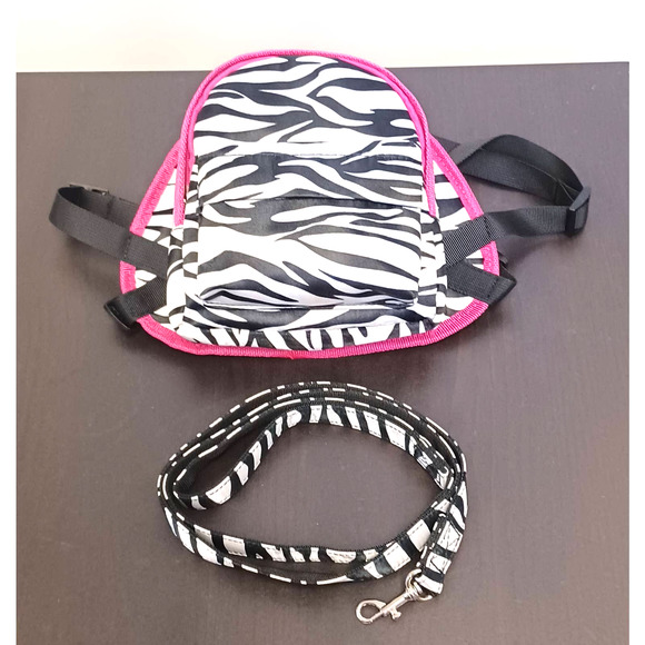 NEW Mini Backpack  Zebra Print with Hot Pink Trim - Picture 2 of 5